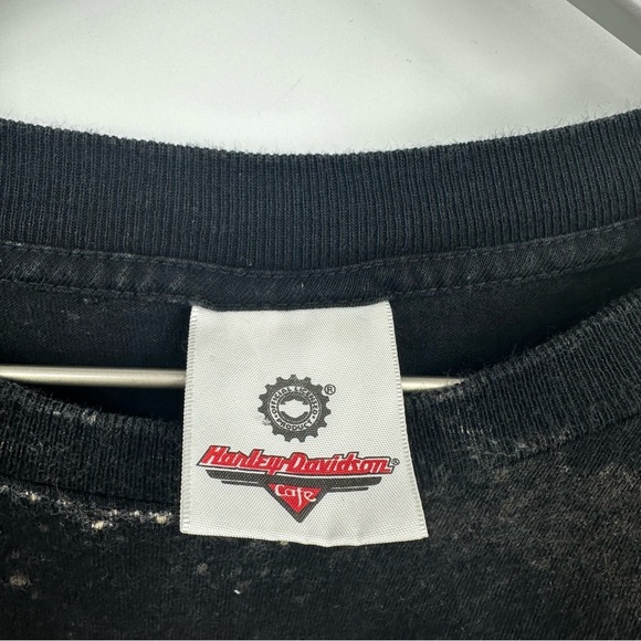 Harley Davidson Cafe Las Vegas Custom Bleach Splatter Short Sleeve Shirt - Picture 4 of 8